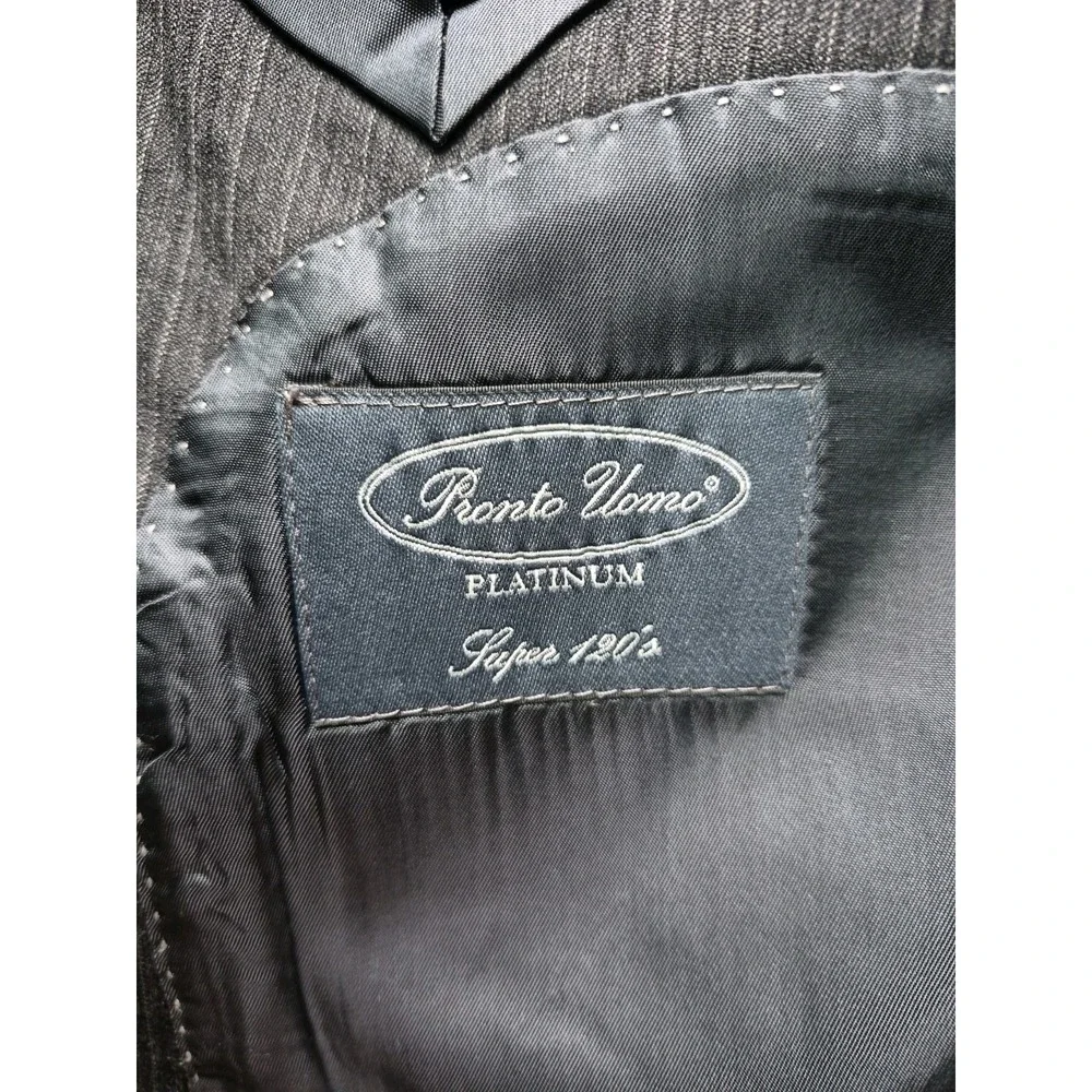 Pronto Uomo Mens Wool Sports Coat 44R Gray Stripe Italy 2 Button Blazer